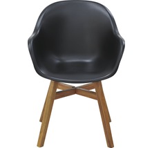 Černá skořepinová židle s dřevěnýma nohama