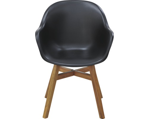 Černá skořepinová židle s dřevěnýma nohama