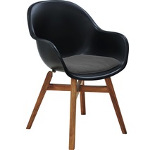 Křeslo s područkami s podsedákem a dřevěnýma nohama