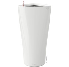 Bílý květináč s ukazatelem hladiny vody