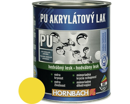 Barevný lak Hornbach PU akrylátový na vodní bázi 0,375 l žlutá hedvábný lesk