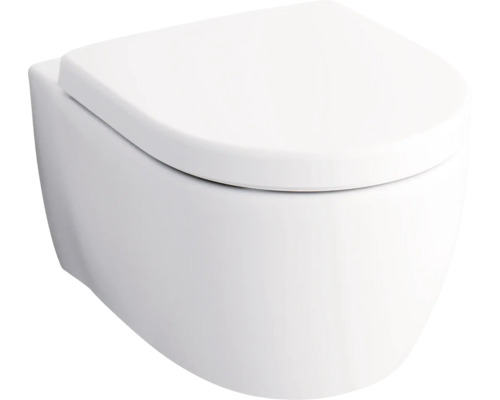 Závěsné hluboké splachovací WC s uzavřeným splachovacím okrajem a záchodovým prkénkem