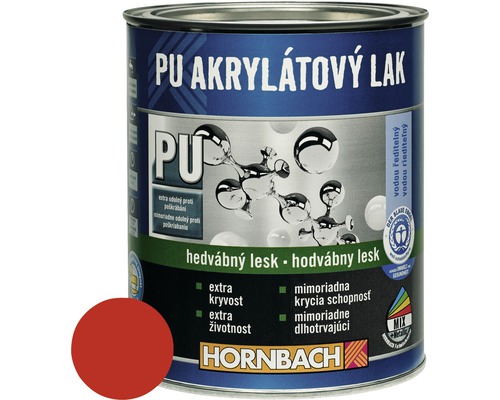 Barevný lak Hornbach PU akrylátový na vodní bázi 0,75 l ohnivá červená hedvábný lesk