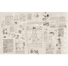 Nástěnná malba se skicami a Vitruviánským mužem od Leonarda da Vinci