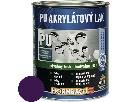 Barevný lak Hornbach PU akrylátový na vodní bázi 0,75 l fialová violet hedvábný lesk