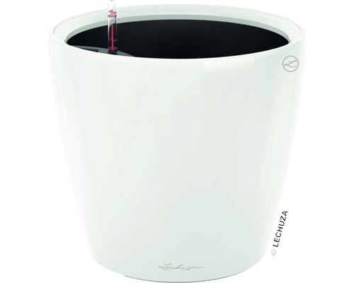 Bílý květináč s ukazatelem hladiny vody pro vnitřní použití