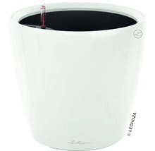 Bílý květináč s ukazatelem hladiny vody