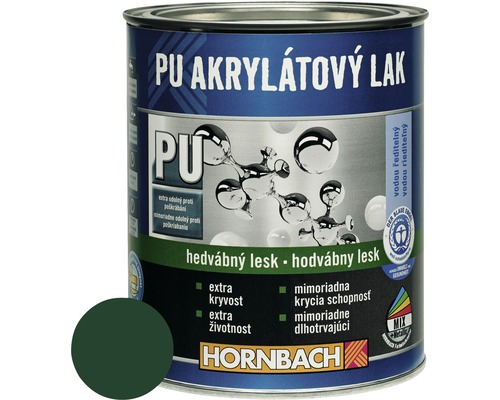 Barevný lak Hornbach PU akrylátový na vodní bázi 0,75 l mechová zeleň hedvábný lesk