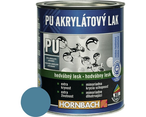 Barevný lak Hornbach PU akrylátový na vodní bázi 0,75 l tyrkysová hedvábný lesk-0