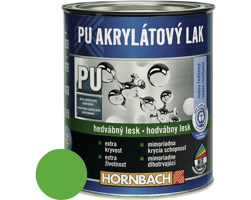 Barevný lak Hornbach PU akrylátový na vodní bázi 0,375 l zelená hedvábný lesk