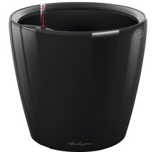 Černý květináč s ukazatelem hladiny vody