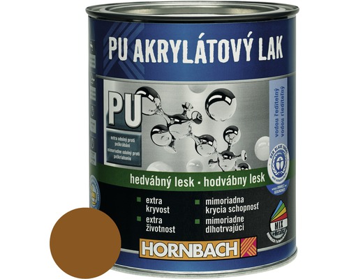 Barevný lak Hornbach PU akrylátový na vodní bázi 0,375 l jílová hnědá hedvábný lesk