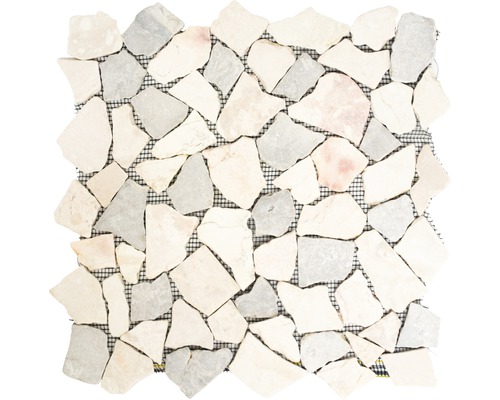 Kamenná mozaika Ciot 30/4013 30,5x32,5 cm béžová/šedá Mozaiková dlaždice z mramoru na síti