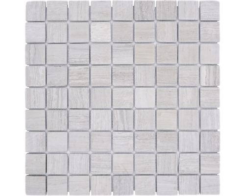 Kamenná mozaika MOS 32/2012 30,5x32,5 cm pastelově béžová/šedá Čtvercová mozaiková dlaždice z přírodního kamene