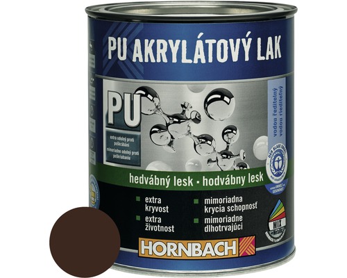 Barevný lak Hornbach PU akrylátový na vodní bázi 0,375 l čokoládově hnědá hedvábný lesk