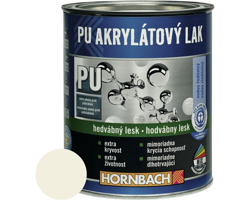 Barevný lak Hornbach PU akrylátový na vodní bázi 0,375 l šedobílá hedvábný lesk