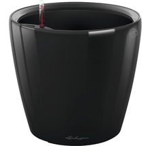 Černý květináč s ukazatelem hladiny vody