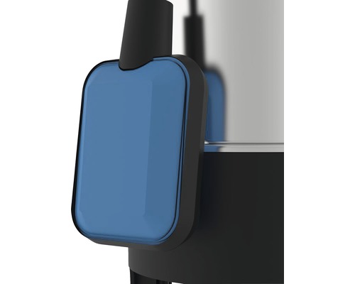 Detailní pohled na čisticí stroj s modrou nádobou