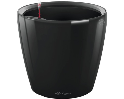 Černý květináč se zavlažovacím systémem pro rostliny