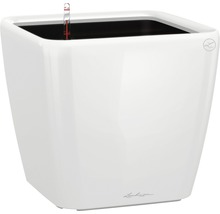 Čtvercový, bílý květináč s ukazatelem hladiny vody