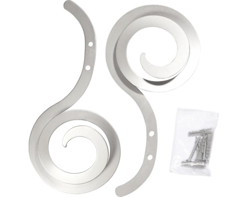 Dva spirálové kovové držáky na květináče se šrouby pro montáž na stěnu