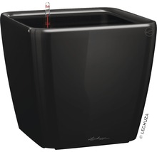 Černý, čtvercový květináč s ukazatelem hladiny vody