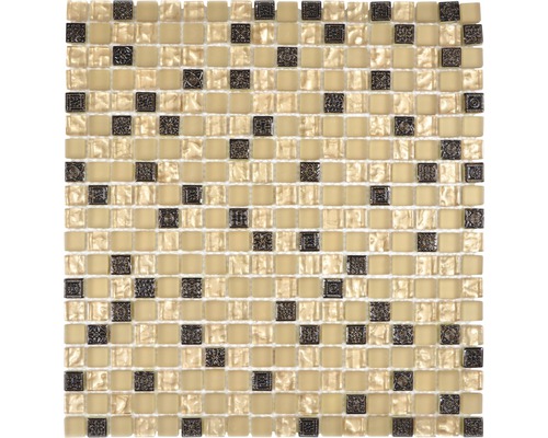 Skleněná mozaika s přírodním kamenem XCM M960 30,5x32,5 cm béžová