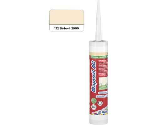 Sanitární silikon MAPEI Mapesil AC 132 béžová 310 ml Silikonová kartuše Mapei Mapesil AC, odstín 132 Béžová 2000