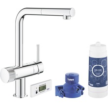 Kuchyňská baterie s filtrem, hlavicí filtru, filtrační patronou a indikátorem výměny filtru