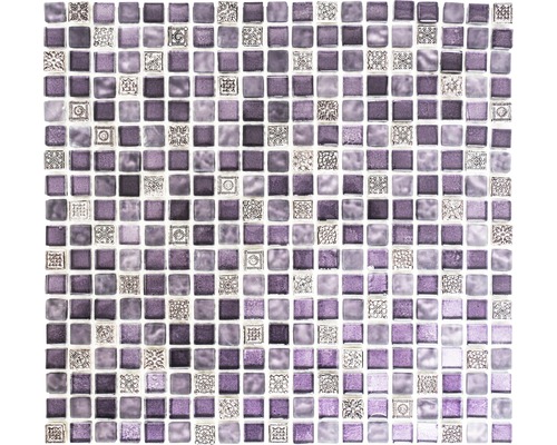 Skleněná mozaika s přírodním kamenem XCM M970 30,5x32,5 cm fialová