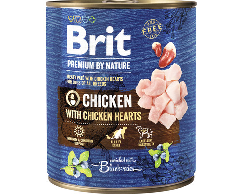 Konzerva pro psy Brit Premium by Nature Chicken with Hearts 800 g