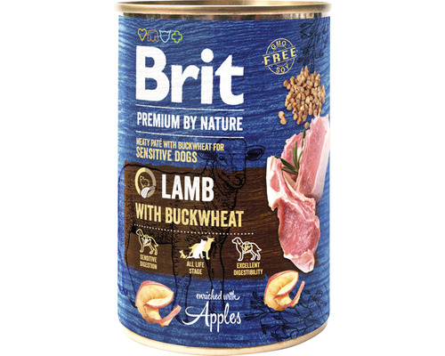 Konzerva pro psy Brit Premium by Nature Lamb with Buckwheat 400 g Brit Premium vlhké krmivo pro psy s jehněčím masem a pohankou