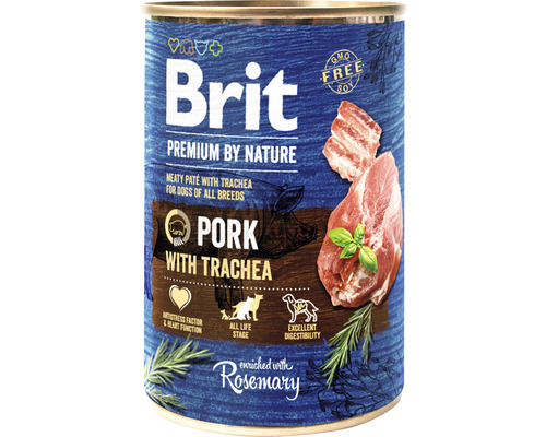 Konzerva pro psy Brit Premium by Nature Pork with Trachea 400 g Brit Premium by Nature konzerva pro psy s vepřovým masem a průdušnicí