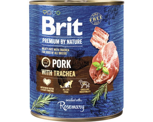 Konzerva pro psy Brit Premium by Nature Pork with Trachea 800 g