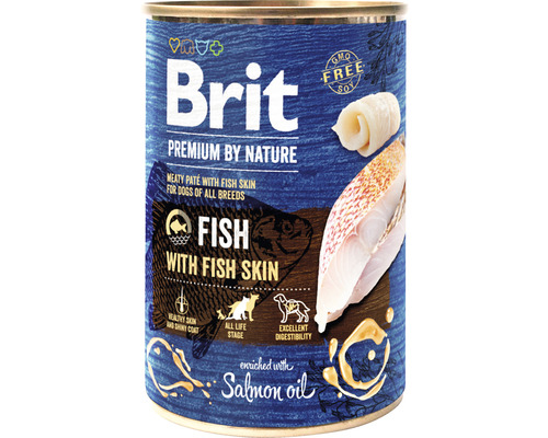 Konzerva pro psy Brit Premium by Nature Fish with Fish Skin 400 g Brit Premium mokré krmivo pro psy s rybou a rybí kůží