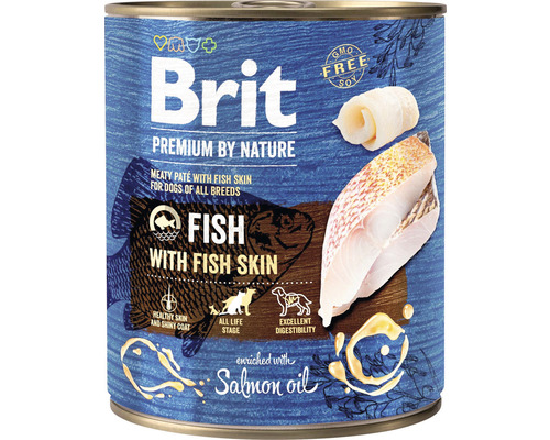 Konzerva pro psy Brit Premium by Nature Fish with Fish Skin 800 g Brit Premium psí krmivo s rybou a rybí kůží v konzervě