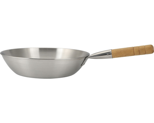 Hliníková wok pánev s dřevěnou rukojetí