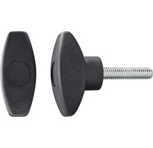 Dva plastové otočné knoflíky se závitovým šroubem