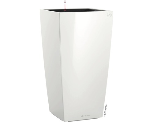 Samozavlažovací květináč Lechuza Cubico 30 kompletní set v 56 cm lesklý bílý Vysoký bílý květináč