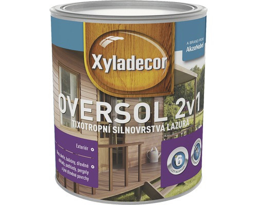 Lazura na dřevo Xyladecor Oversol vlašský ořech 0,75 l Xyladecor Oversol 2v1 plechovka lazury na dřevo pro exteriér
