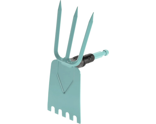 Zahradní nástroj se třemi hroty a plochými hráběmi