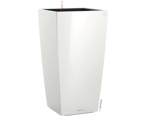 Samozavlažovací květináč Lechuza Cubico 40 kompletní set v 75 cm lesklý bílý Bílý květináč se zavlažovacím systémem