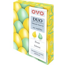 Balení barev na vejce se žlutou a zelenou barvou