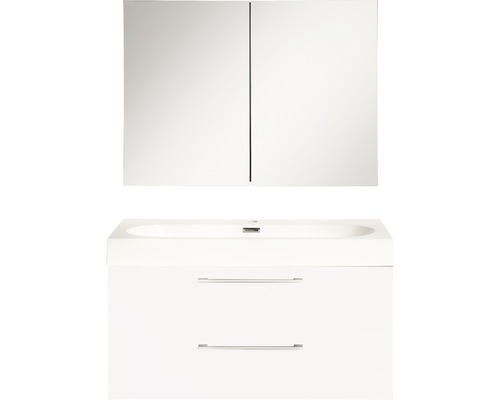 Souprava koupelnového nábytku lesklá bílá 80x57 cm vč. zrcadlové skříňky