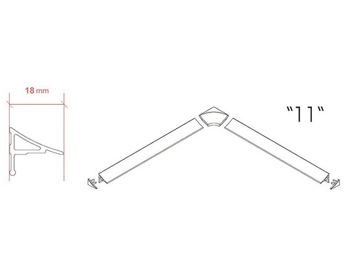 Nákres 18milimetrového profilu s rohovým spojem