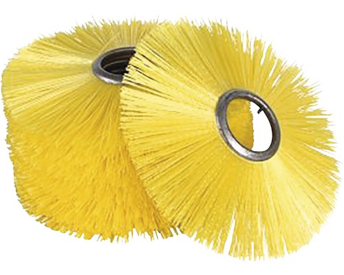 Dva žluté zametací kartáče s kovovým držákem