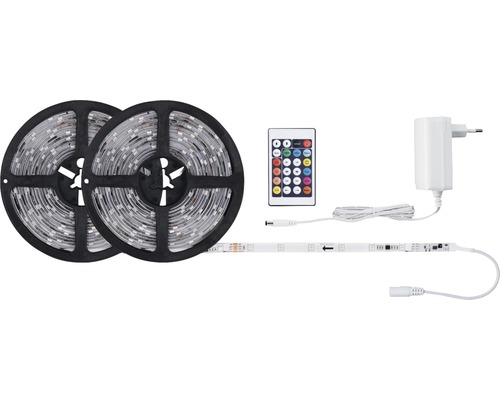 LED pásek s dálkovým ovládáním a napájecím zdrojem na cívkách