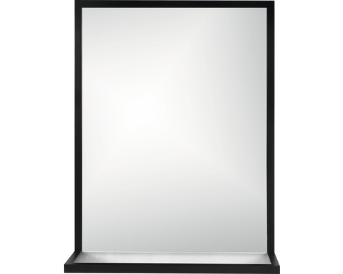 Zrcadlo do koupelny Shelf Line 65 x 40 x 18 cm v černém rámu s poličkou