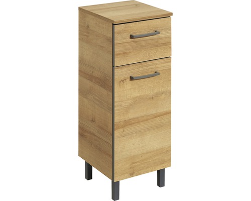 Koupelnová skříňka nízká Pelipal Quickset 919 dub 30 x 81 x 33 cm 919.013040 Dřevěná spodní skříňka do koupelny se dvěma zásuvkami a nožičkami