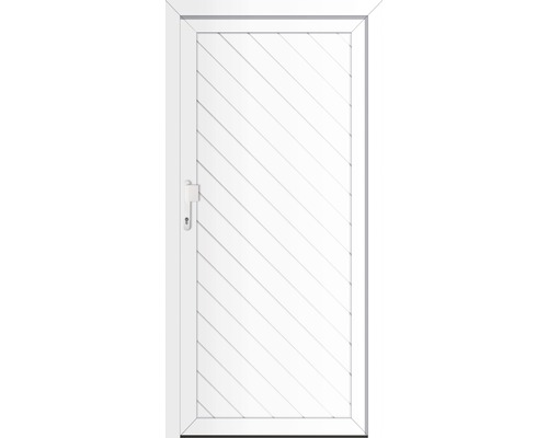 Bílé dveře s diagonálním vzorem a klikou